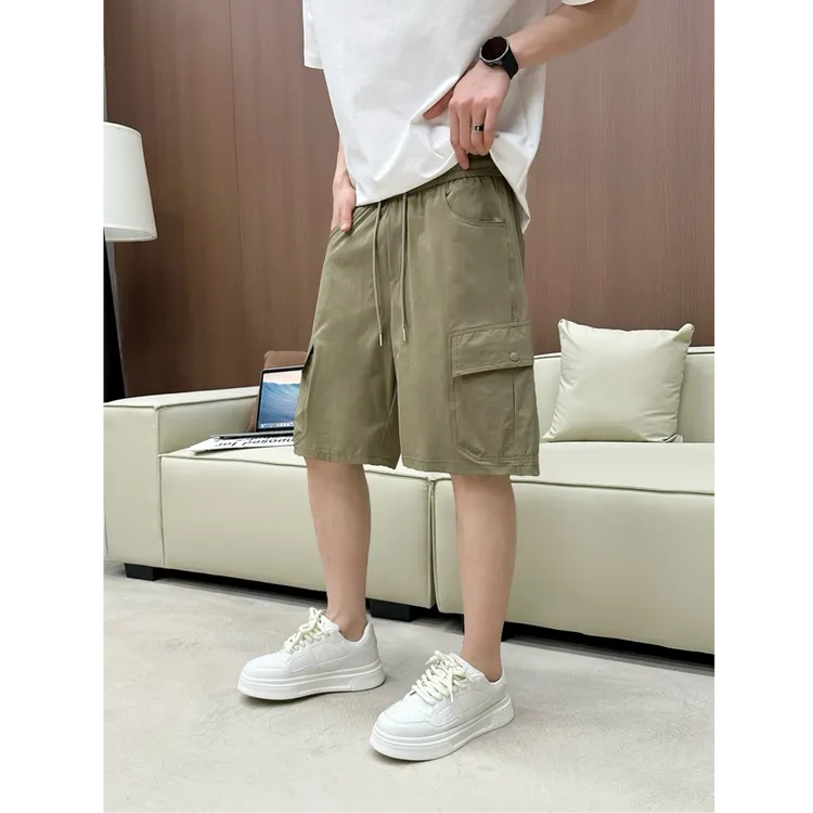 WAG“工装直筒”短裤夏季新款透松紧腰时尚大口袋五分裤-19-001