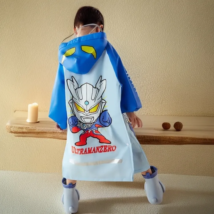 奥特曼儿童雨披男童2025防水全身带书包位宝宝小孩幼儿园上学雨衣