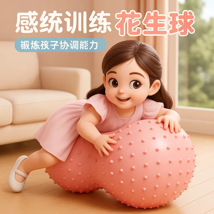 感统训练花生球加厚防爆材质儿童玩耍早教颗粒按摩花生球瑜伽球