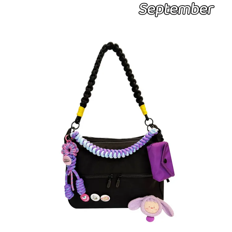 九九月MINI托特手提单肩斜挎百搭多功能通勤时尚潮流黑色休闲肩包