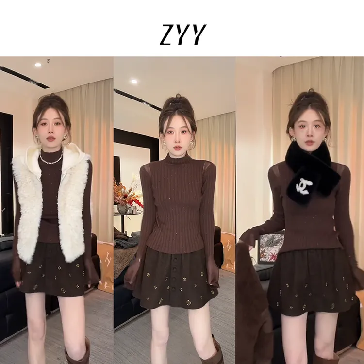 ZYY【阳光牧场】2025/S新品烫钻显瘦百搭柔软针织打底衫X25QZZ05071