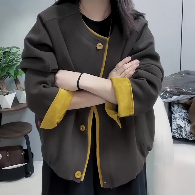 时尚休闲短外套女秋季新款设计感百搭拼接款显瘦夹克上衣韩系复古