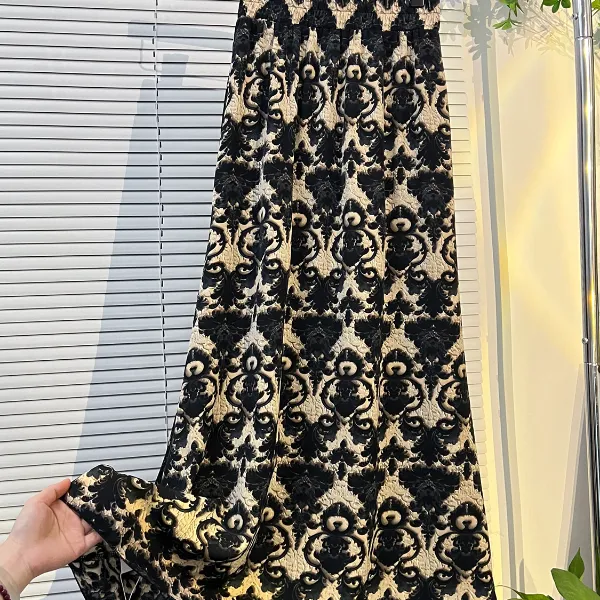 2025春夏新款高腰A字半身裙时尚气质遮肉显瘦百搭印花开叉长裙子