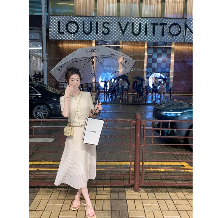 夏装裙子套装小众法式收腰通勤轻熟复古时尚套装小香风短袖