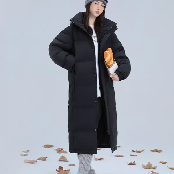 羽绒服冬季新款男女三防超长外套情侣过膝加厚宽松北方中戏黑色