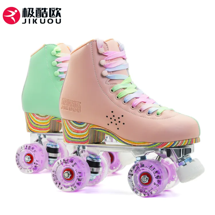 JIKUOU/极酷欧双排轮滑鞋马克龙色系轮滑双排成人溜冰鞋