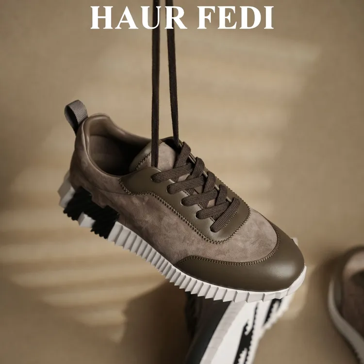 HAUR FEDI/豪雅芬迪复古风拼接透气休闲男鞋时尚百搭舒适系带个性商品图