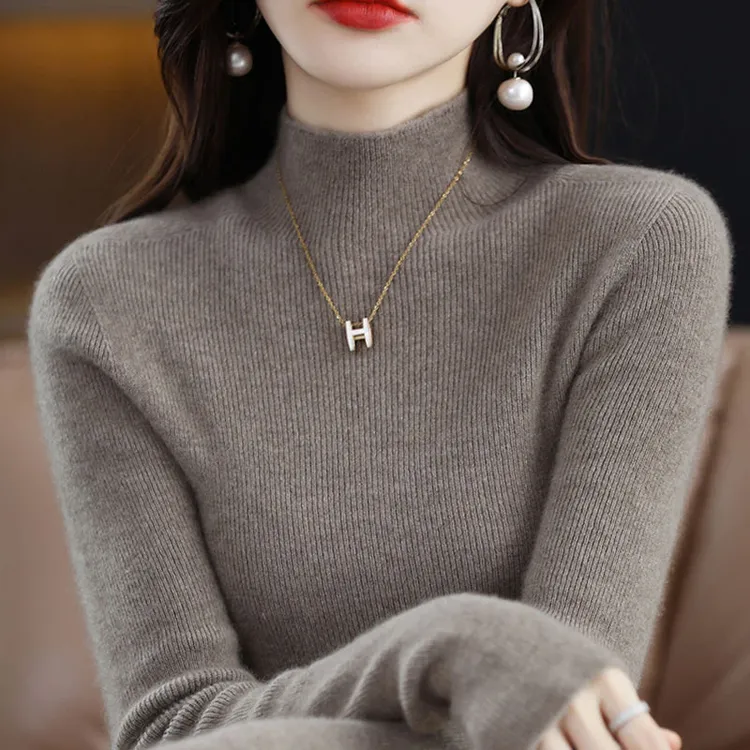 羊毛针织打底衫女秋冬2025新款修身内搭无缝一体高级感半高领毛衣