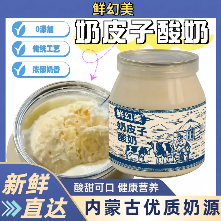【顺丰】0蔗糖内蒙古鲜幻美奶皮子酸奶经典原味老酸奶发酵大罐皮子
