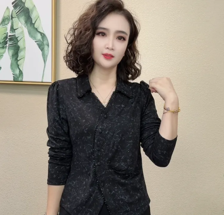 2025秋季新款洋气法式修身显瘦气质时尚不规则女士上衣#457161