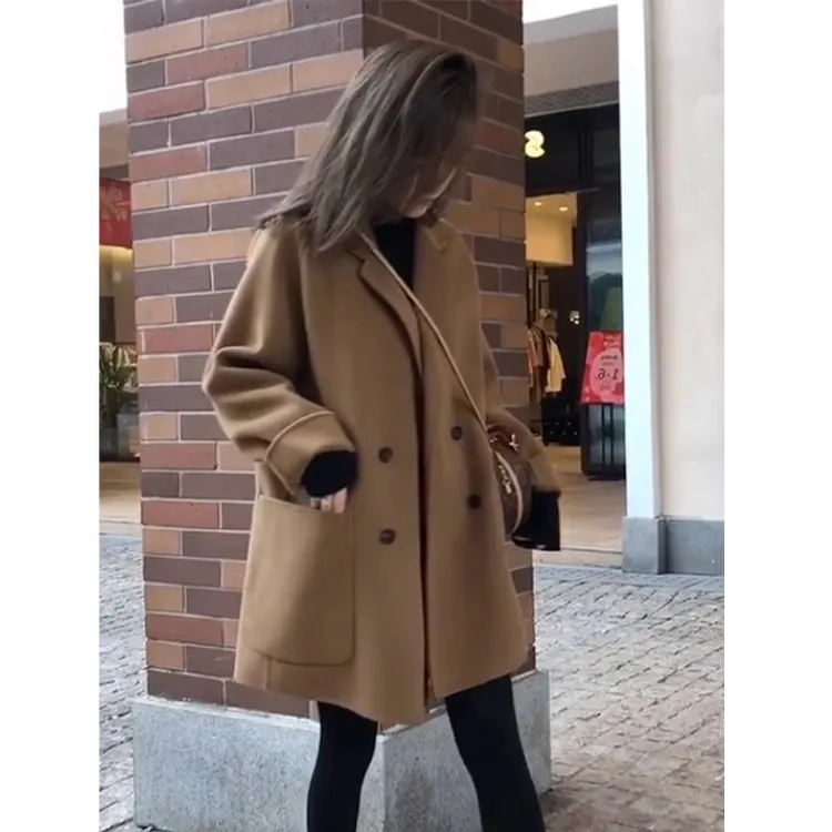 2025新款高级感大码西装式呢子大衣秋冬胖mm赫本风毛呢外套女上衣