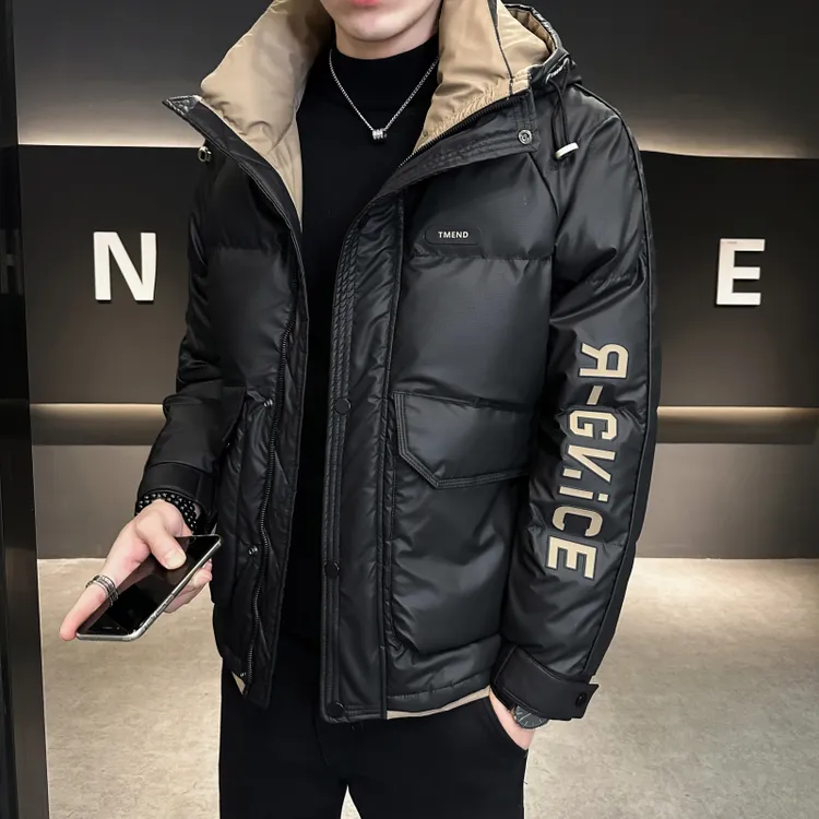 2025新款羽绒服男加厚潮流保暖连帽外套冬装男士短款时尚休闲百搭