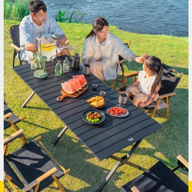 【原始人黑色蛋卷桌】户外便携式折叠桌摆摊露营装备休闲桌子耐用