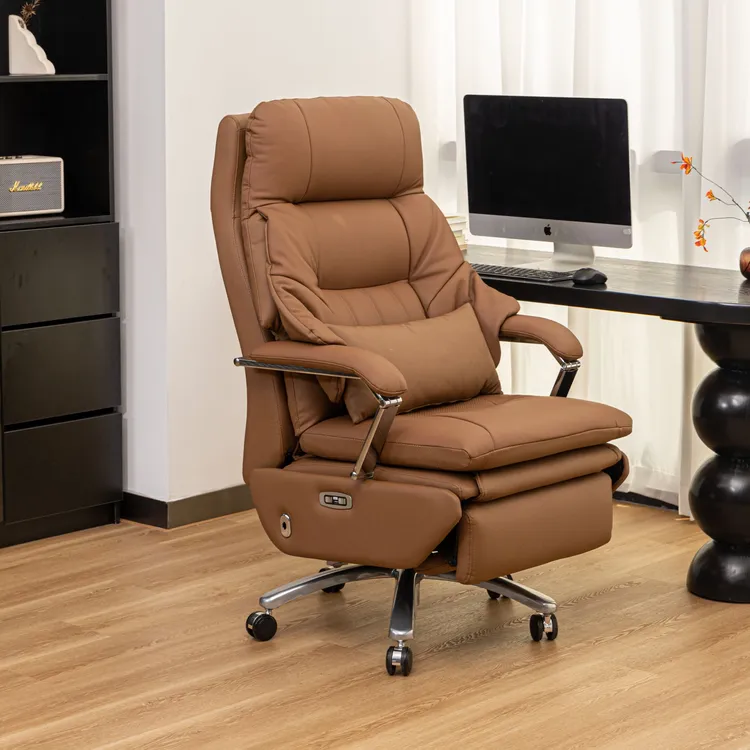bogese伯格森电动按摩加长腿托真皮办公椅电脑椅老板椅椅子