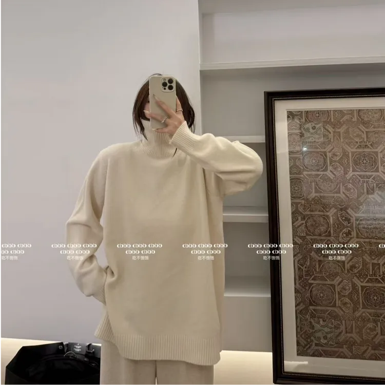 【吃不饱饱】大码 廊前花开 针织套头百搭圆领毛衣极简纯色上衣217