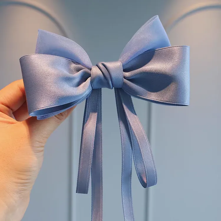 蝴蝶结飘带发夹甜美公主头饰女孩后脑勺马尾日常表演发饰弹簧夹