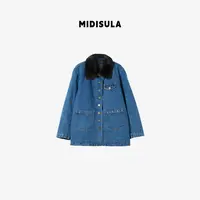 MDSL·欧洲冬季新款欧货时尚翻领水貂毛牛仔羽绒服外套#02304