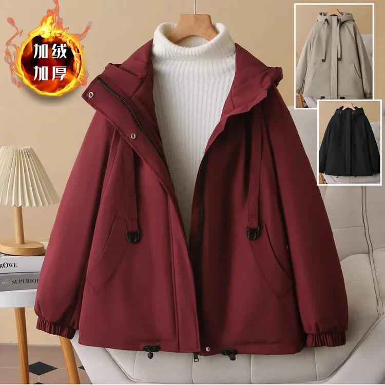 胖mm冬装2025大码女装减龄棉衣女遮肚加绒加厚中年派克服保暖棉服