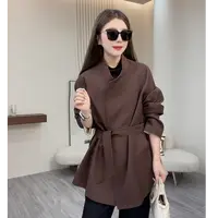 酷飒感气质大牌风衣大码女装中长款显瘦外套 80506