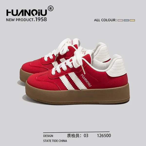 环球浅口高颜值新款红色德训鞋女2025冬季爆款防滑增高轻薄板鞋