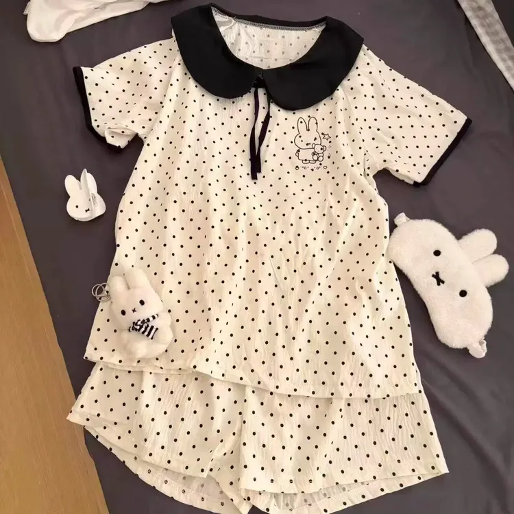软萌可爱米菲兔波点短袖睡衣女2026夏季新款短裤可外穿家居服套装