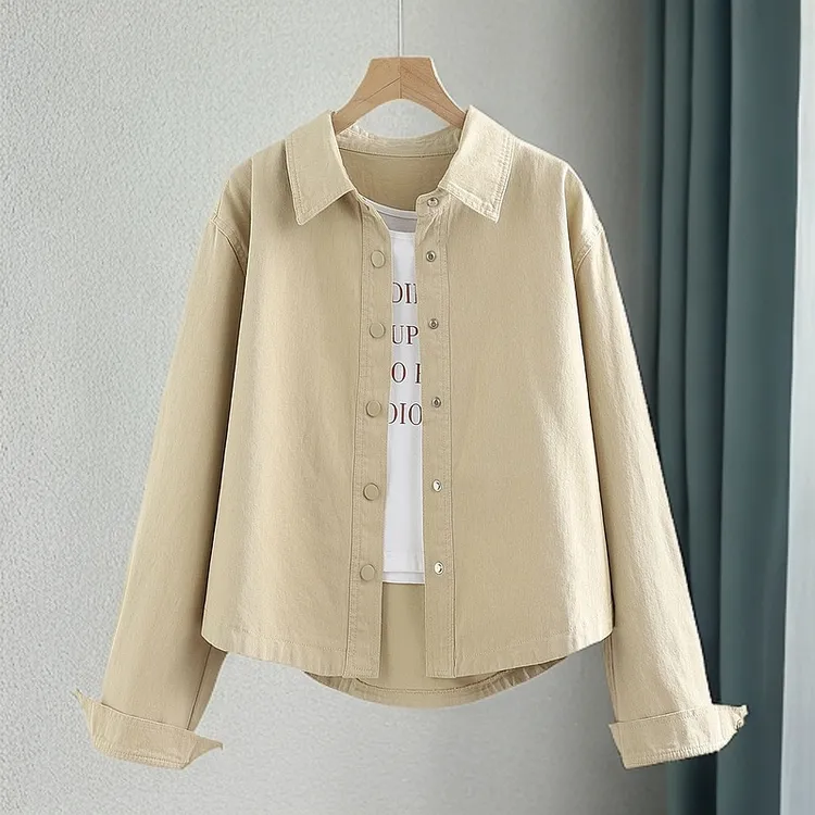 【新款推荐】短款纯棉牛仔外套女春季新款韩版百搭长袖衬衫工装上衣