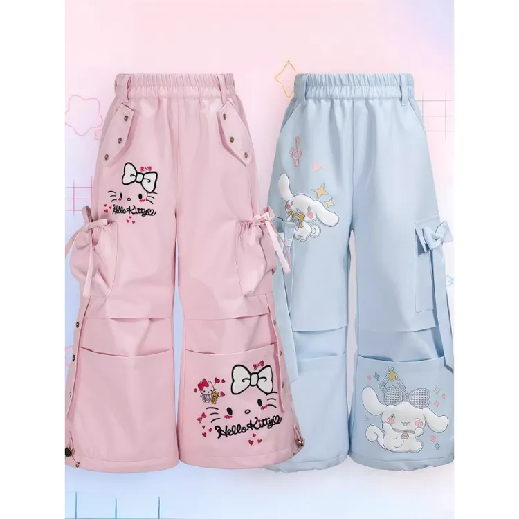 女童休闲阔腿裤秋冬装2025新款韩版时尚洋气女宝宝百搭保暖冲锋裤