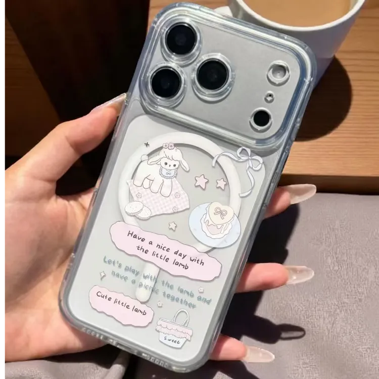 向日壳野餐小羊适用苹果15Pro手机壳13/XSMax/xr/12女16/14p
