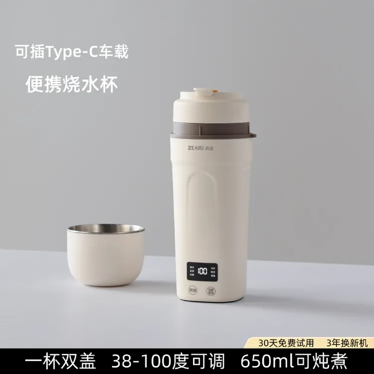 真米电热杯小型迷你便携式烧水壶办公室旅行加热保温电热水杯