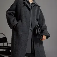 女毛呢外套呢子毛呢韩版纯中长款大衣翻领SA423441