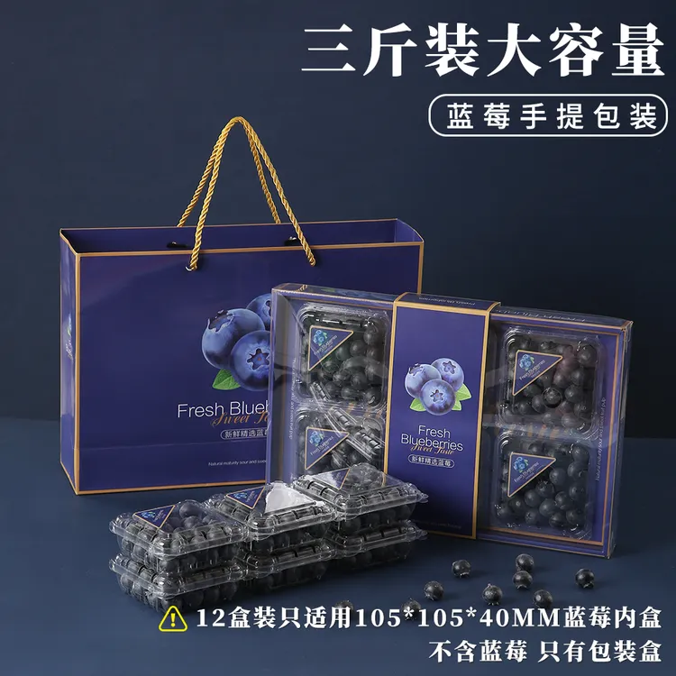 蓝莓高档礼盒水果盒子高级送礼重工包装盒空盒3斤手提袋源头工厂