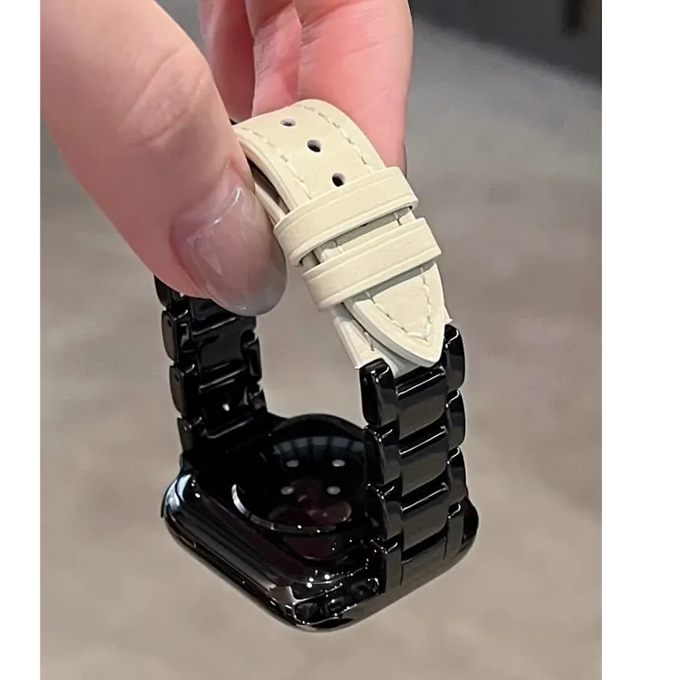 三株陶瓷质感皮色适用小米手环9pro表带红米手表watch45华为fit43