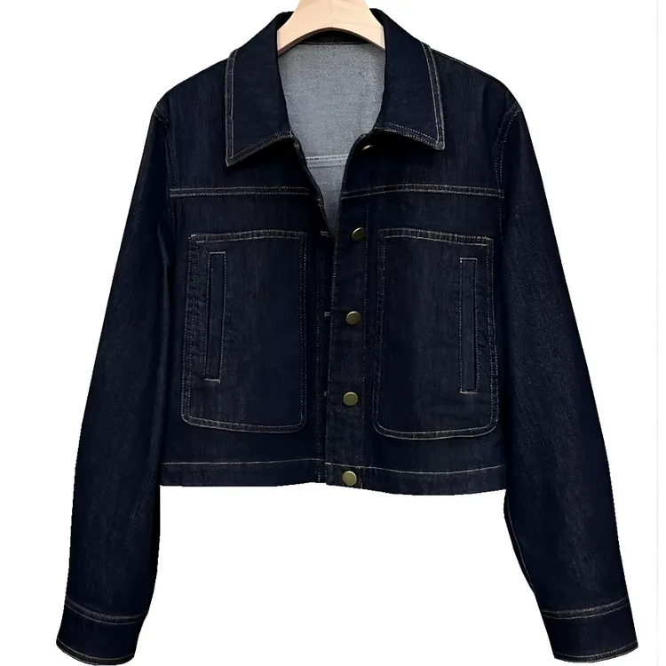 【不掉色】蓝色短款复古牛仔外套女2025春季款爆款夹克小个子宽松版