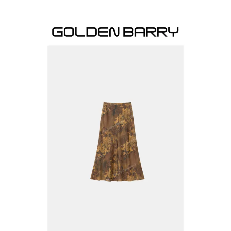 GOLDENBARRY「茛苕鎏影」设计师时尚印花半裙316022