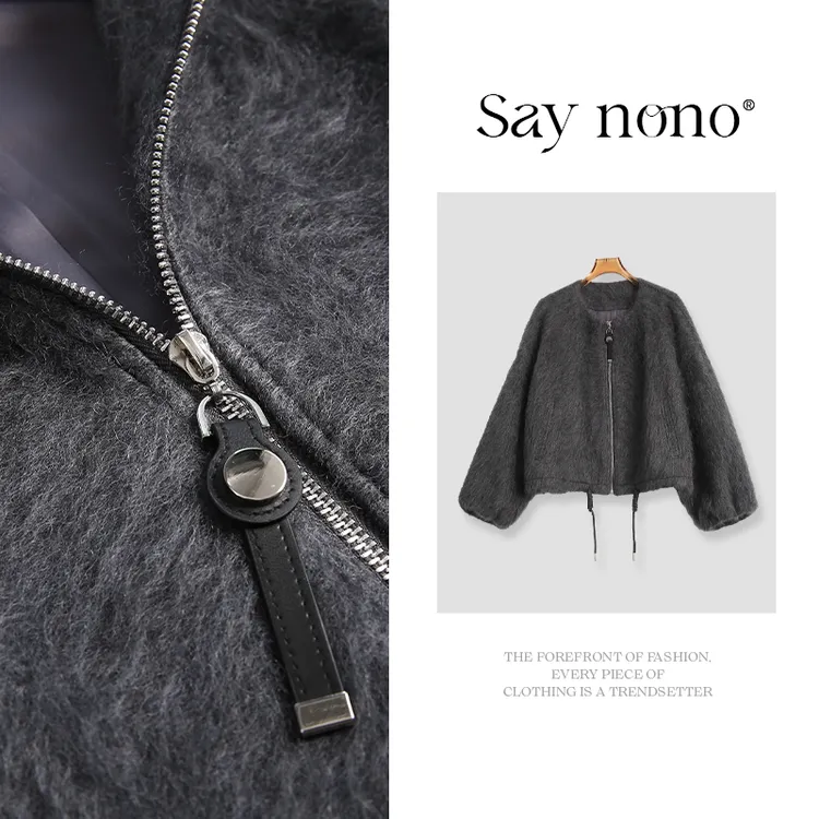 懒猫nono│Saynono 绵羊毛山羊绒短款休闲大衣外套/HZLM2585