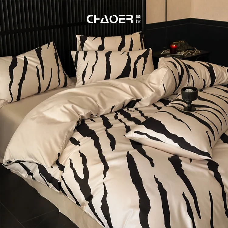 巢尔【赫本】纯棉被套四件套高级感网红全棉床上用品卧室床单套件商品图