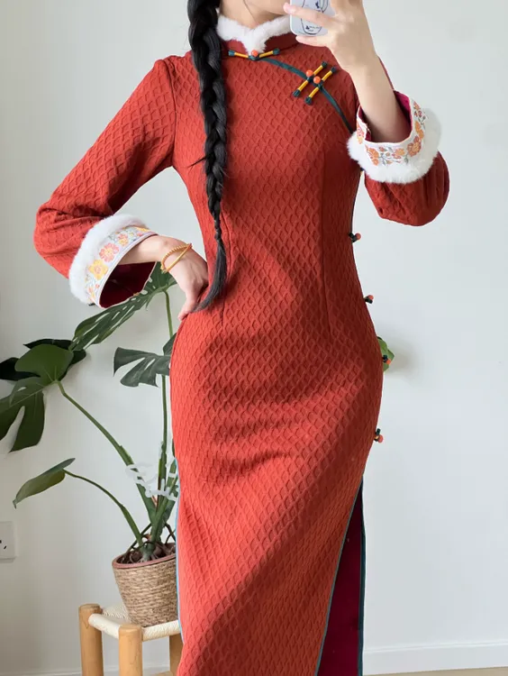 【清风明月】新中式中加厚旗袍加绒冬款厚款日常复古超级好看冬季