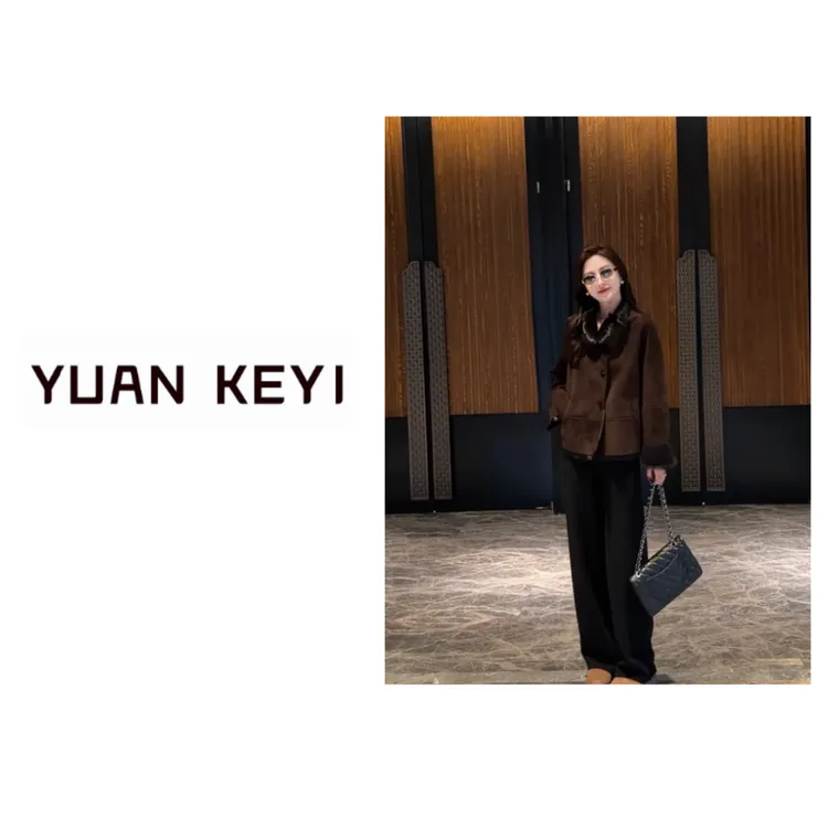 YUANKEYI “猾子” 山羊皮绒面翻领皮毛一体女皮草【干洗，请勿熨烫】