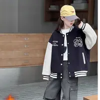 【现货】儿童外套秋冬款2025新款洋气男女童拼色刺绣棒球服韩系上衣