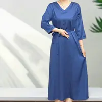 318（青蓝）高端订制连衣裙 休闲女士夏季复古宽松