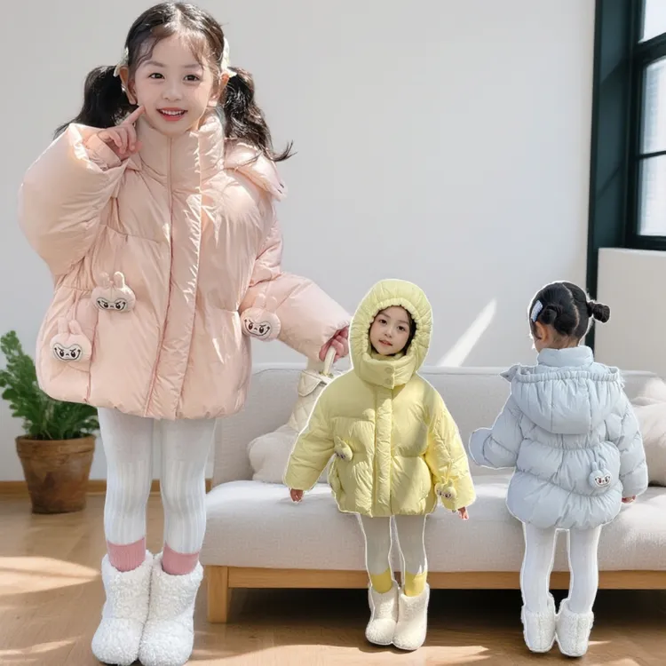 女宝羽绒服连帽中长款90白鸭绒外套轻奢新款女童冬季保暖蓄热上衣