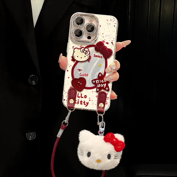 KT公仔适用于苹果16vivo华为oppo小米iPhone17精孔羽纱纹手机壳