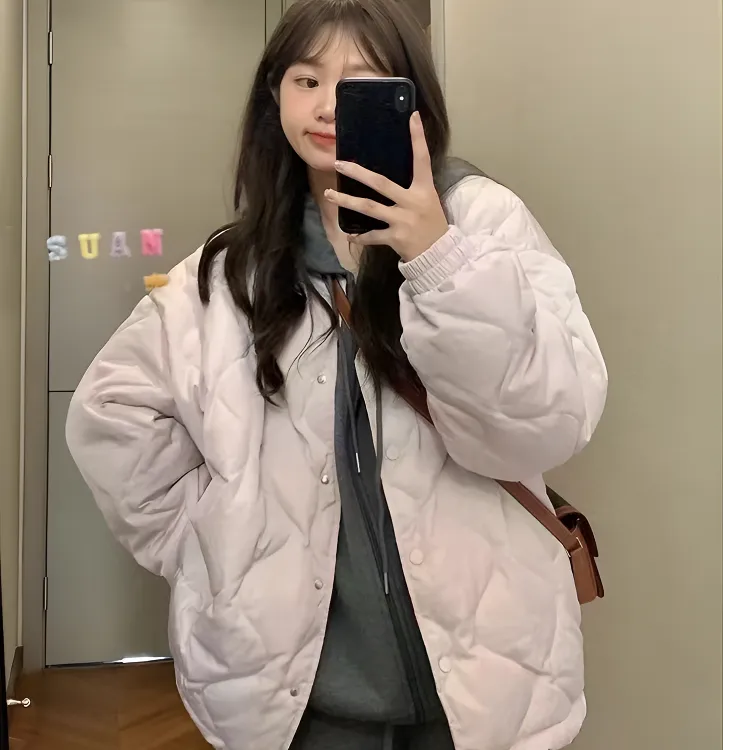 2025款棉服时尚冬季韩版宽松保暖百搭休闲秋冬菱格ins设计感