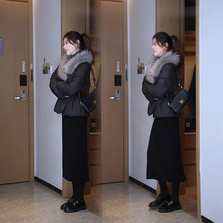 冬季新款气质轻熟风女神范保暖收腰棉服显瘦高腰半身裙高级感套装