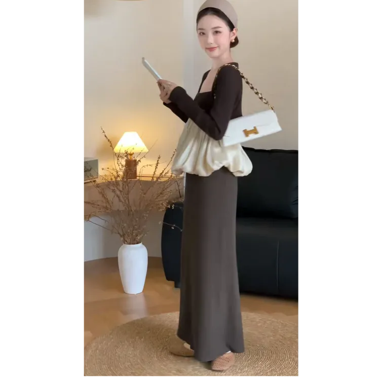 老钱风时尚套装开叉复古裙子背心气质上衣夏季吊带