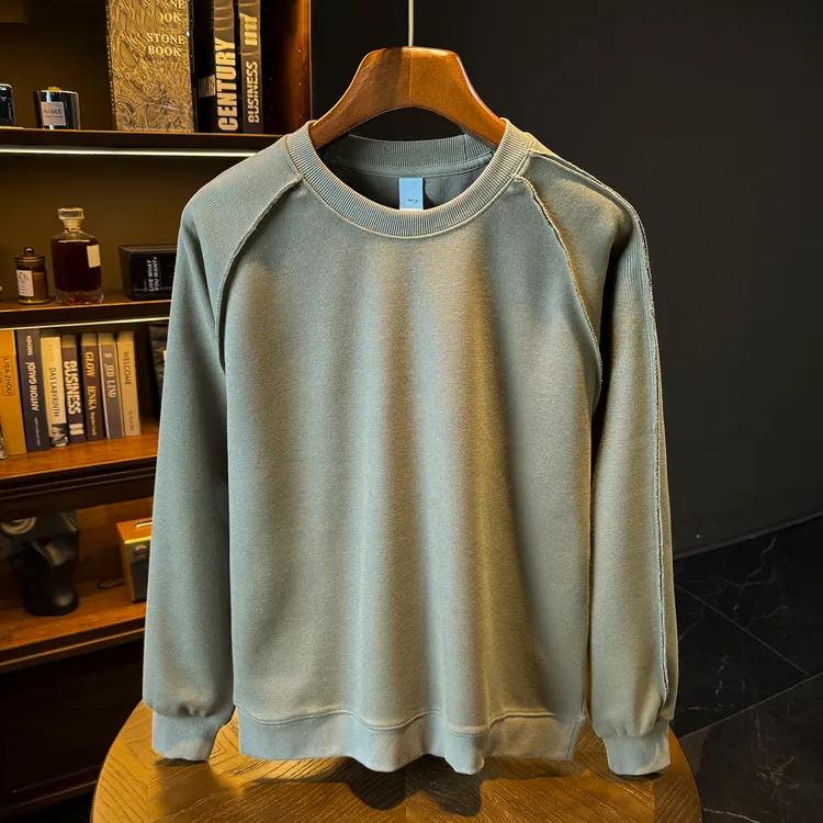 法国Cebrodz2025秋季新款长袖圆领衫男潮流保暖打底套头拼接上衣