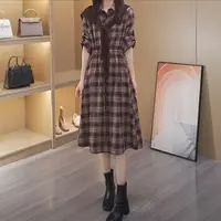 【岩心】大码女装300斤胖MM秋季新款气质设计收腰显瘦连衣裙713