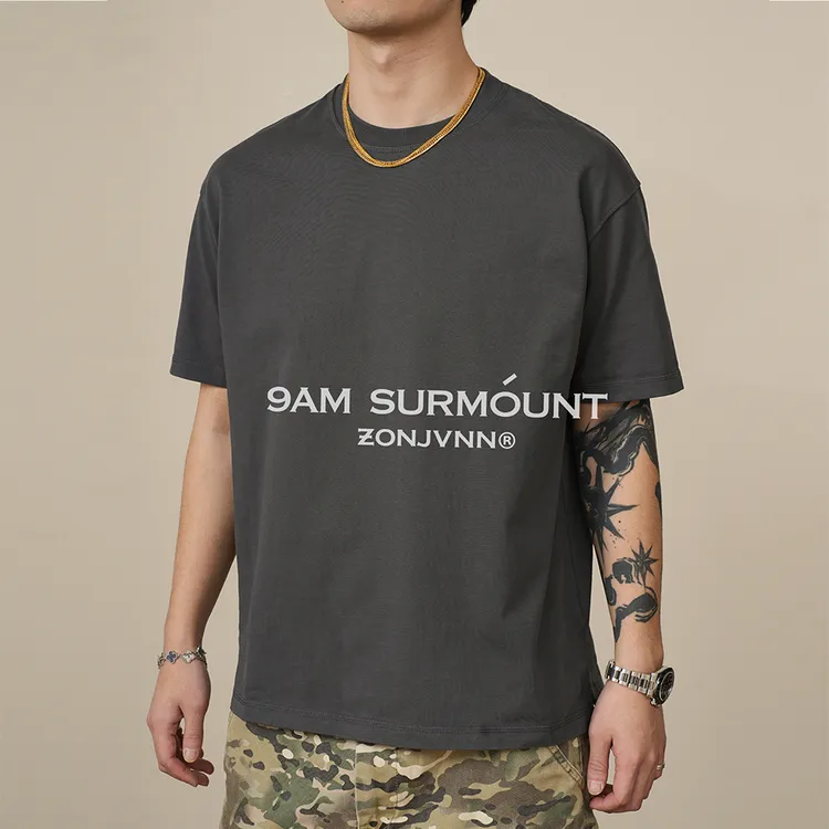 ZONJVNN310g短宽版型纯棉小领口重磅短袖新疆精梳棉百搭宽松男女