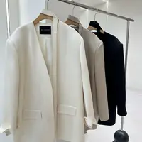 2025新品100%醋酸面料上衣西装气质白色时尚休闲西服设计师