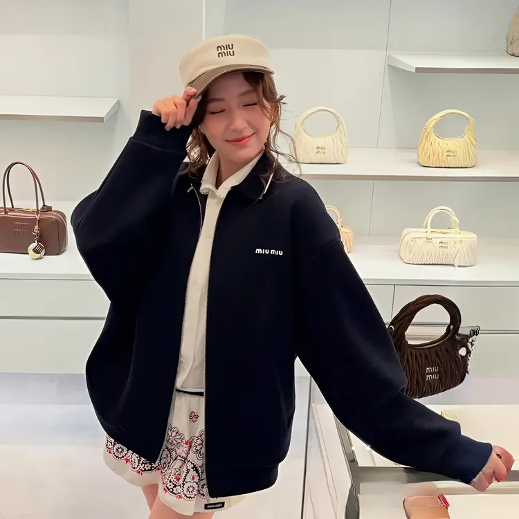 未使用 MIU MIU/缪缪 【秋冬新品现货】25新款时尚运动平纹针织夹克